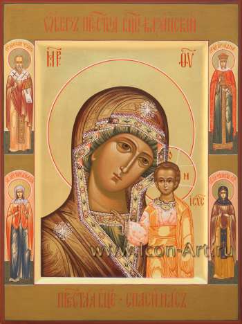 Пресвятая Богородица «Казанская», святые на полях: свт. Николай, цар. Ариадна, мц. Татиана, прп. Таисия Египетская