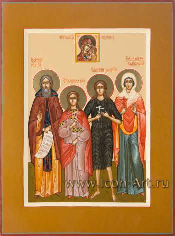 Семейная икона: Пресвятая Богородица «Казанская», святые: прп. Сергий Радонежский, мц. Надежда Римская, прп. Фотиния Палестинская, мц. Елисавета Адрианопольская