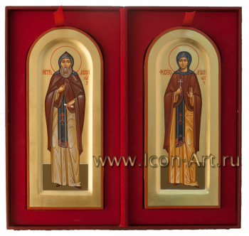 Иконы: святой преподобный Петр Муромский и святая преподобная Феврония Муромская в шкатулке