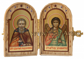 Складень: Ссвтой преподобный Сергий Радонежский и Ангел Хранитель