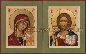 Венчальная пара: икона Господа Вседержителя и икона Пресвятой Богородицы «Казанская»