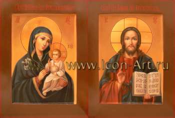 Венчальная пара с иконой Божией Матери «Неувядаемый Цвета»