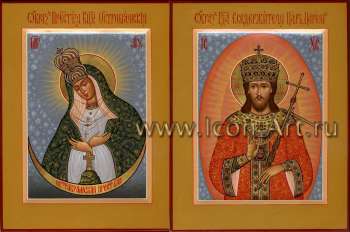 Венчальная пара с иконой Божией Матери «Остробрамская»