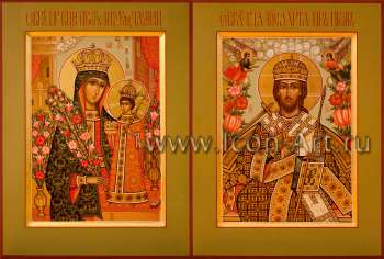 Венчальная пара с иконой Божией Матери «Неувядаемый Цвет»