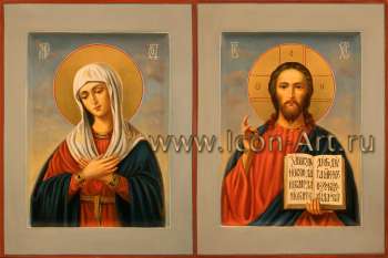 Венчальная пара с иконой Божией Матери «Умиление»