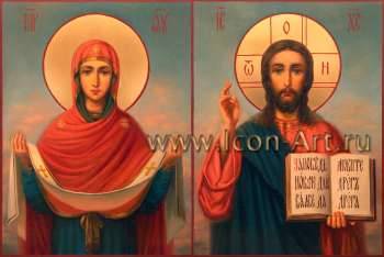 Венчальная пара с иконой Божией Матери «Покров»