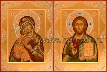 Венчальная пара с иконой Божией Матери «Владимирская»