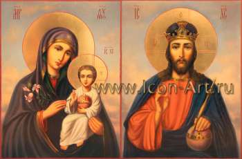 Венчальная пара с иконой Божией Матери «Неувядаемый Цвет»