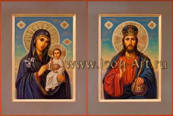 Венчальная пара с иконой Божией Матери «Неувядаемый Цвет»