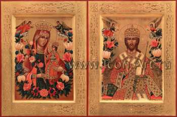 Венчальная пара с иконой «Иисус Великий Архиерей» и «Неувядаемый Цвет»