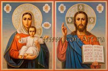 Венчальная пара с иконой Божией Матери «Леушинская», «Азъ есмь с вами и никтоже на вы»