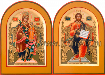 Венчальная пара с иконой Божией Матери «Неувядаемый Цвет»