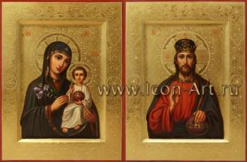 Венчальная пара с иконой Божией Матери «Неувядаемый Цвет»