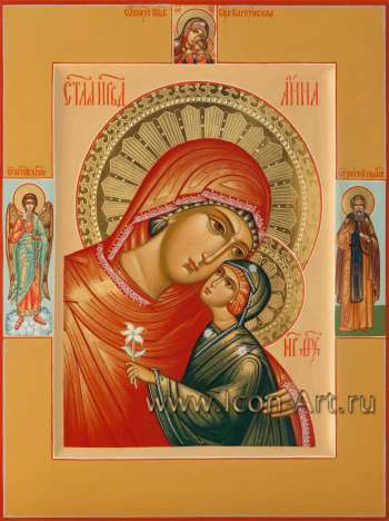 Святая праведная Анна, на полях: Пресвятая Богородица «Корсунская», Ангел Хранитель, прп. Сергий Радонежский