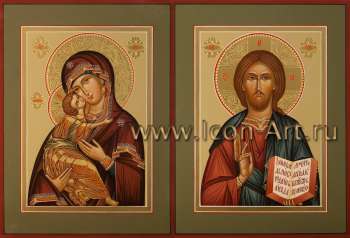 Венчальная пара с иконой Пресвятой Богородицы «Владимирская»