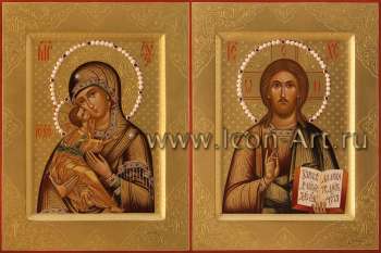 Венчальная пара с иконой Пресвятой Богородицы «Владимирская»