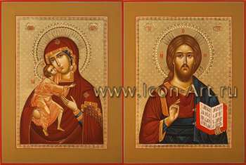 Венчальная пара с иконой Пресвятой Богородицы «Феодоровская»