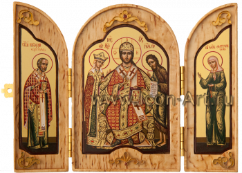 Складень: Деисус со ссвятителем Николаем и Блаженной Матроной Московской