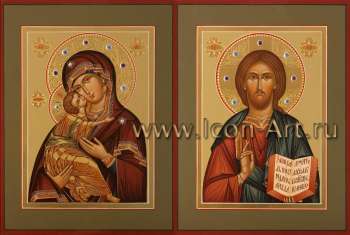 Венчальная пара с иконой Пресвятой Богородицы «Владимирская»