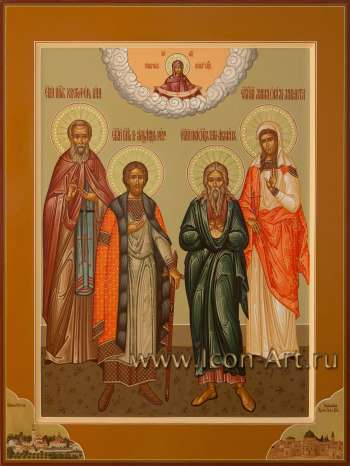 Семейная икона: прп. Христофор, кн. Александр Невский, праотец Авраам, вмц. Маргарита