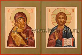 Венчальная пара с иконой Пресвятой Богородицы «Владимирская»