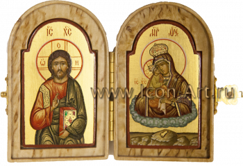 Складень: Господь Вседержител и Богородица «Почаевская»