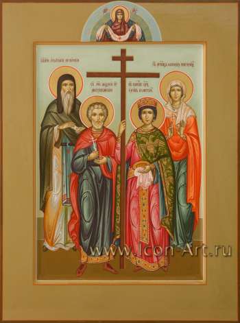Семейная икона: прп. Анатолий Печерский, мч. Андрей Месукевийский, царица Елена, мц. Наталия Никомидийская