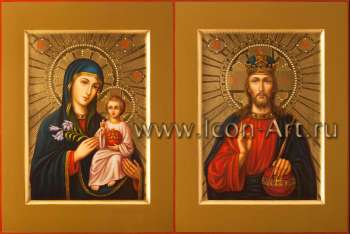 Венчальная пара с иконой Богородицы «Неувядаемый Цвет»