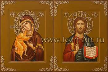 Венчальная пара с иконой Богородицы «Феодоровская»