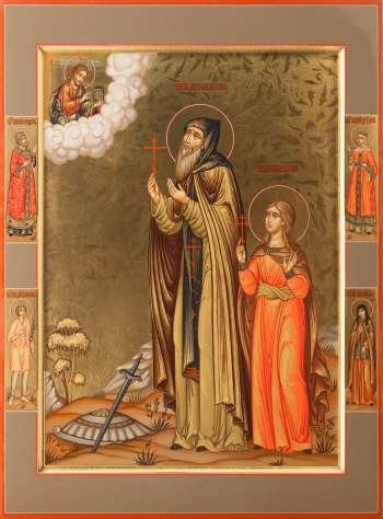 Святые прп. Александр Пересвет и мц. Надежда Римская с избранными святыми