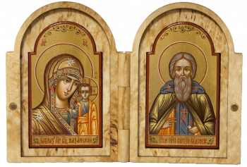 Складень: Пресвятая Богородица «Казанская» и прп. Сергий Радонежский 