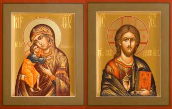 Венчальная пара с иконой Богородицы «Феодоровская»