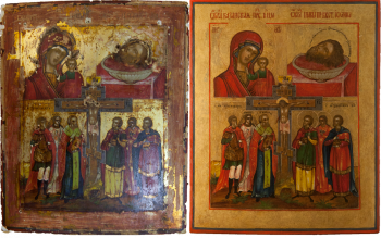 Четырехчастная икона с Распятием