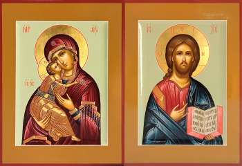 Венчальная пара с иконой Богородицы «Владимирская»