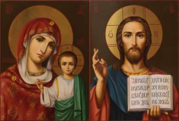 Венчальная пара с иконой Богородицы «Казанская»