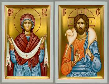 Венчальная пара: Добрый Пастырь и Богородица «Покров»