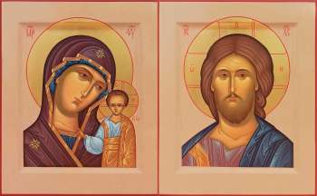 Венчальная пара с иконой Богороидцы «Казанская» 