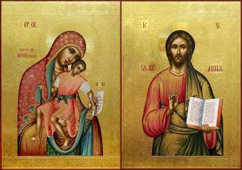 Венчальная пара с иконой Богородицы «Киккская»