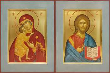 Венчальная пара с иконой Богородицы «Феодоровская»