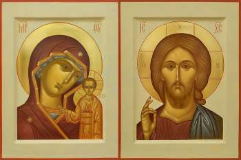 Венчальная пара с иконой Богороидцы «Казанская» 