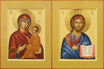 Венчальная пара с иконой Богороидцы "Тихвинская"