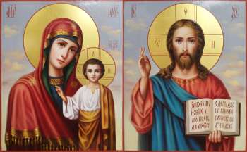 Венчальная пара с иконой Богороидцы "Казанская"