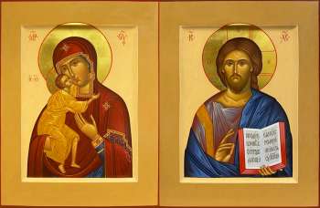 Венчальная пара с иконой Богороидцы "Феодоровская"