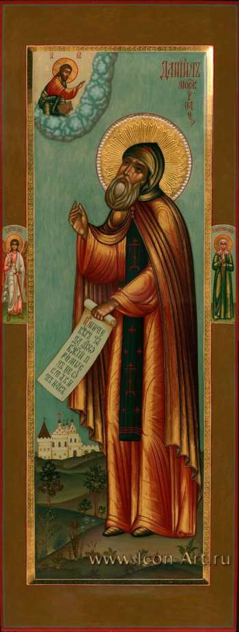 Святой прп. Даниил Московский. На полях иконы: святой Ангел Хранитель и святая Матрона Московская