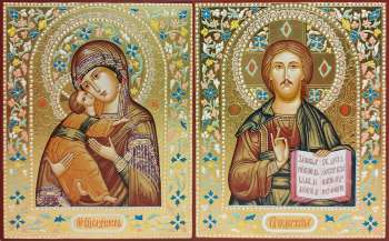 Венчальная пара с иконой Богороидцы "Владимирская"