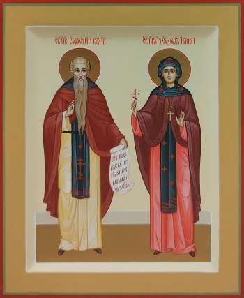 Семейная икона: прп. Евфимий Великий и прпмц. Евдокия Илиопольская