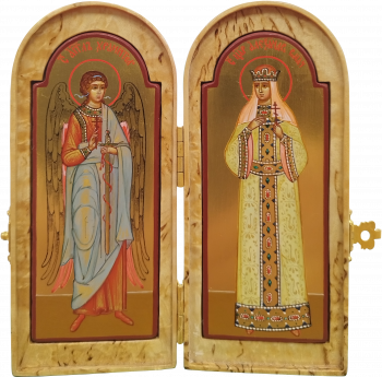 Складень: святой Ангел Хранитель и святая царица Александра