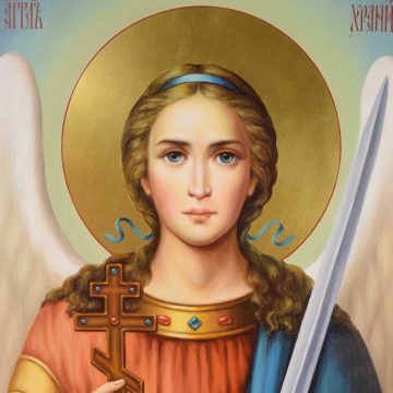 Икона Ангела Хранителя в красно-синих одеждах 0457, вид 4