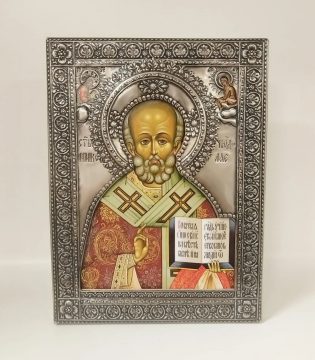 Икона Николая Чудотворца в окладе, вид 1